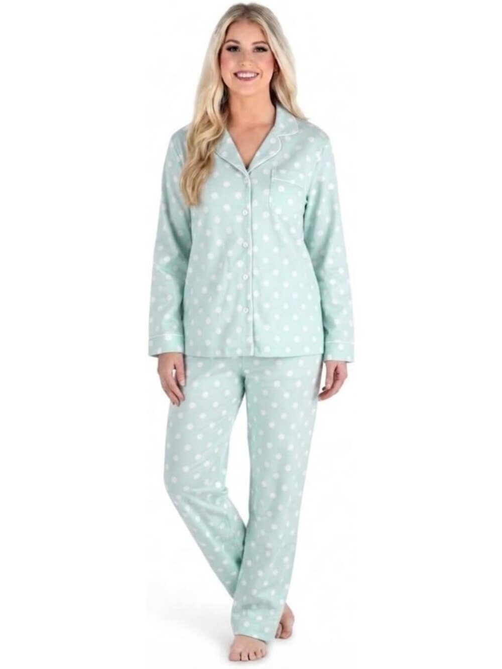 Cozy Women's Cotton Flannel Long Sleeve Button-Down Pajama Set - Perfect for
